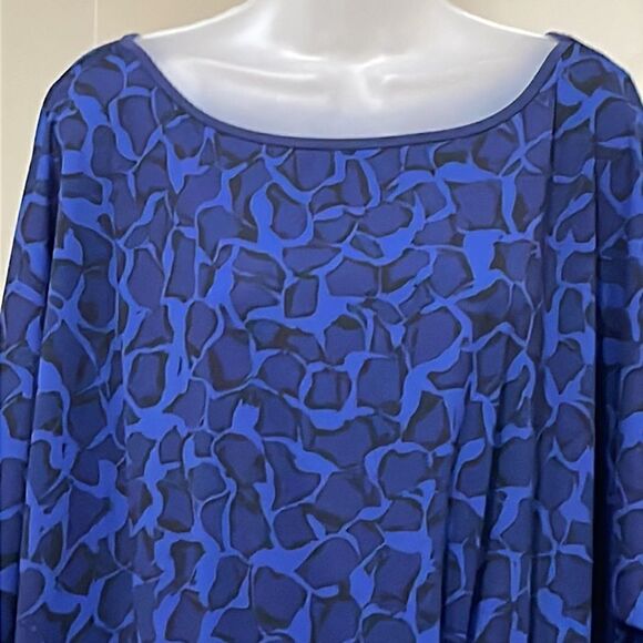 NWOT H by Halston Blue Black Animal Print Dress. Size 2X 22/24 plus - Picture 2 of 8